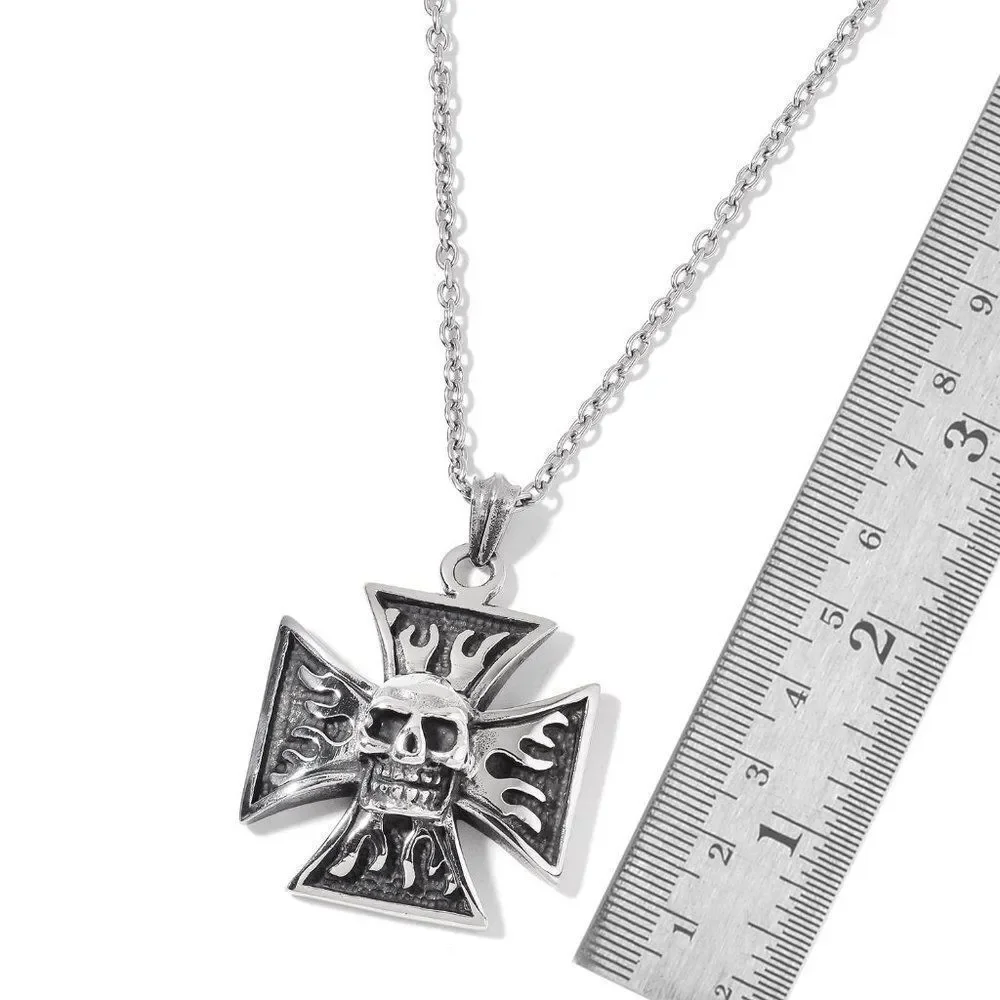 4 for $20 Cross Skull Pendant With Chain (24 in)